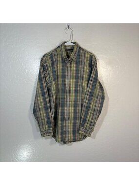 Tonino Lamborghini Shirt Mens Large Multicolor Plaid Long Sleeve Button Up